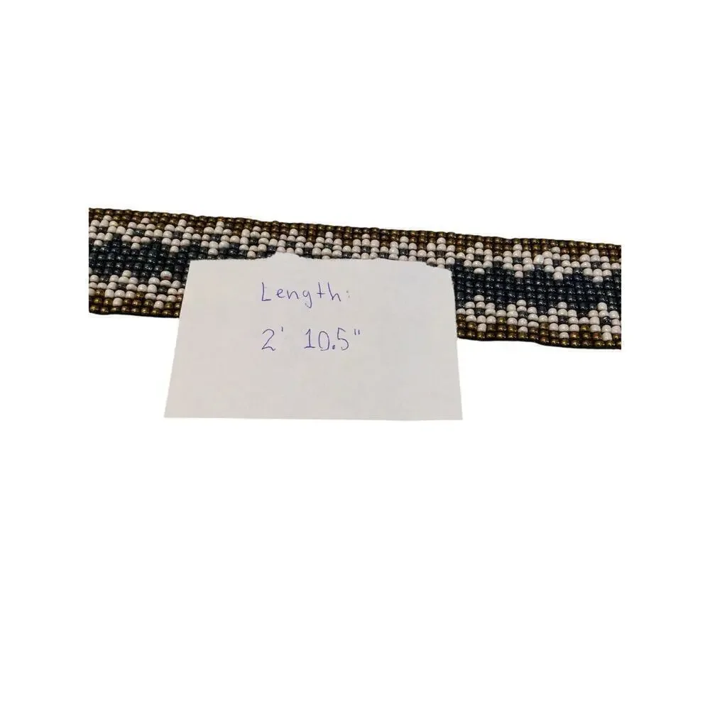 Glass Bead Belt New Womens Medium Blue White Artsy Bohemian Stretchy Wood Read‎
